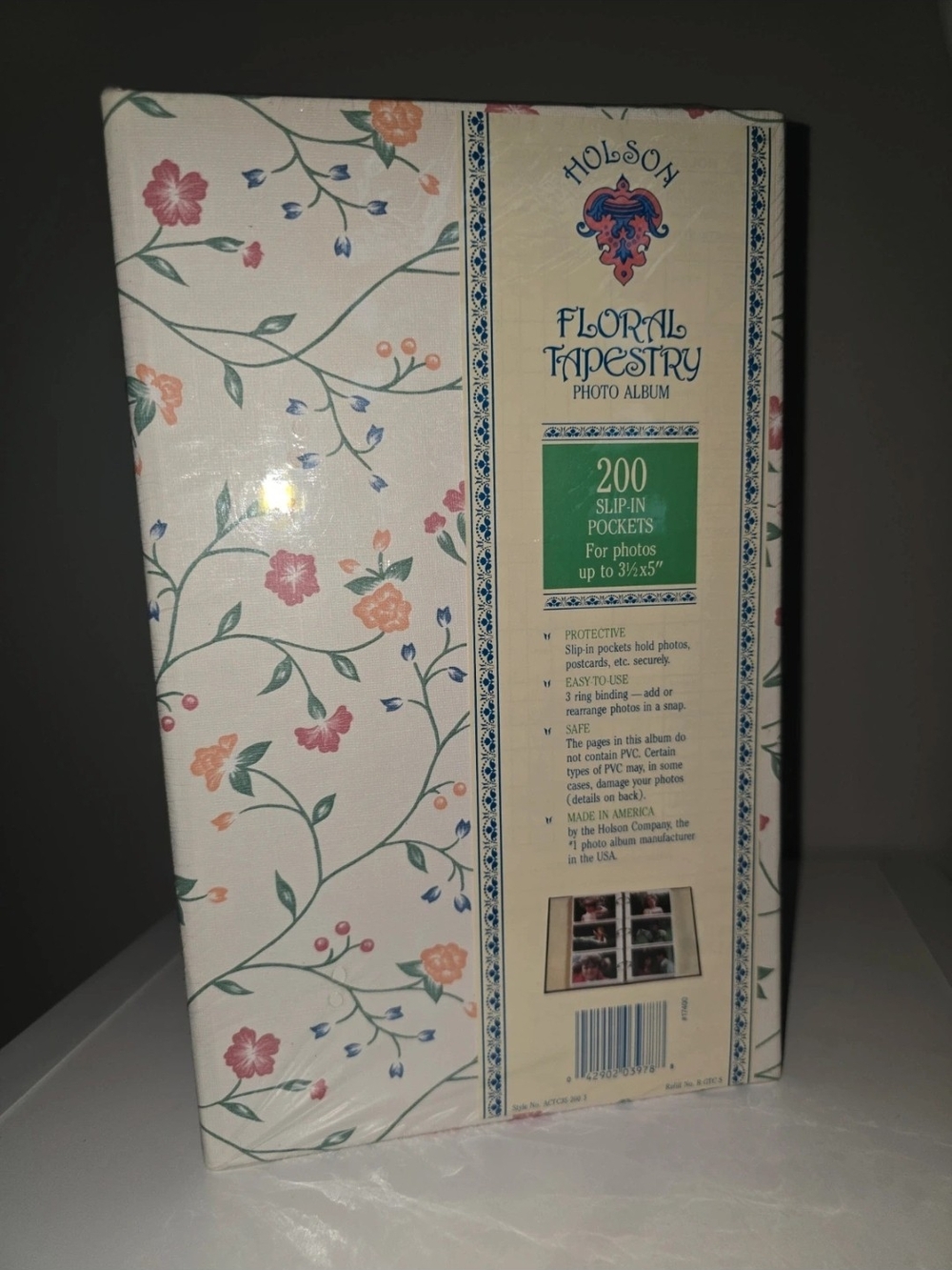 Holson Floral Tapestry Photo Album - White with Pink & Green Floral Print